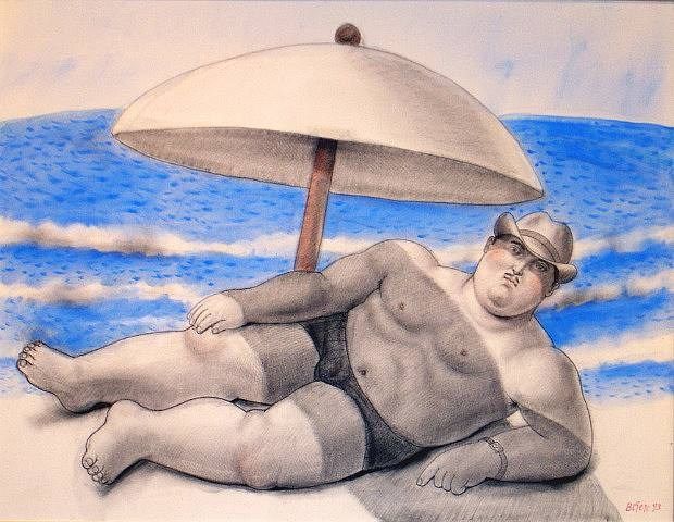 Fernando Botero Man On The Beach